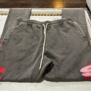 Stylish Gray Wide Leg Pants with Red Details